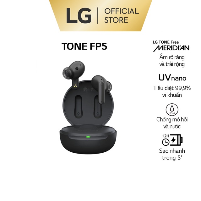 [Mã ELLGMAY giảm 10% đơn 500K] LG TONE Free FP5 - Màu Đen - Hàng Chính Hãng