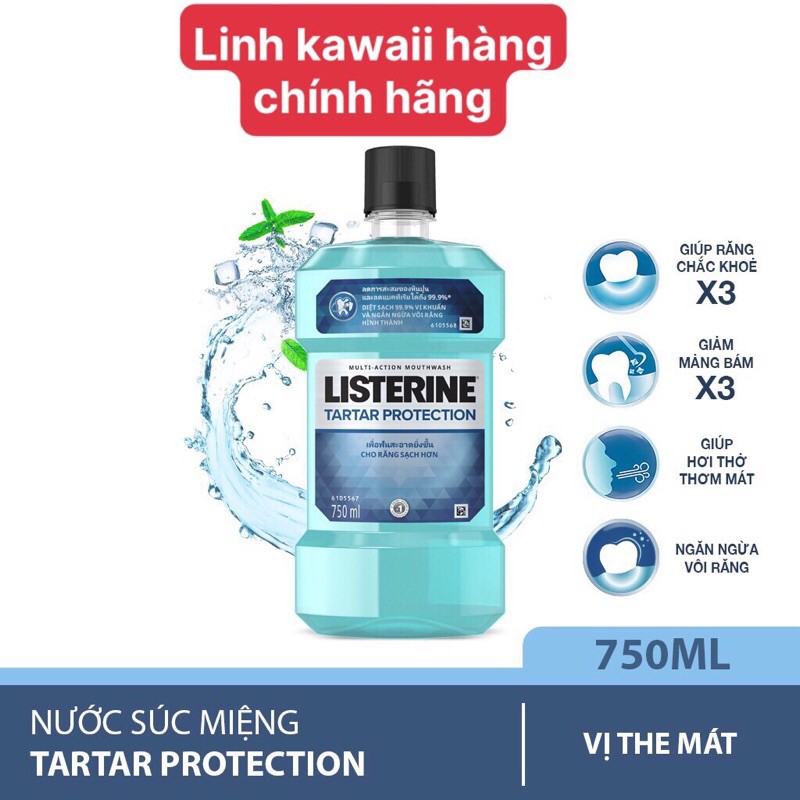 Bộ 2 Chai Nước súc miệng ngăn ngừa mảng bám Listerine Tartar Protection 750ml