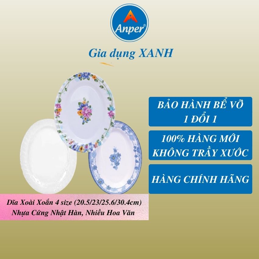 Đĩa đĩa nhựa melamine ANPER plate dĩa sâu nhật hàn cứng cao cấp an toàn sang trọng