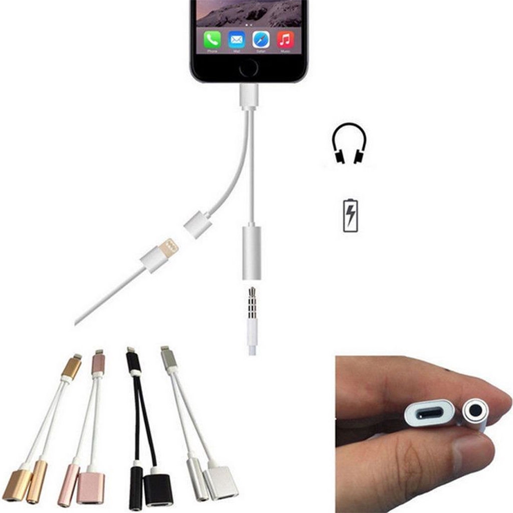 Dây cáp sạc 2 trong 1 chuyển đổi từ giác cắm sang cổng âm thanh dùng cho IP7 Plus
