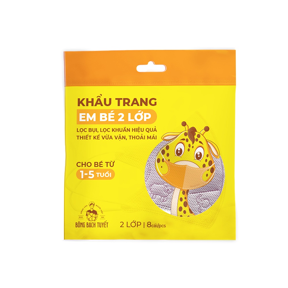 Combo 3 gói Khẩu trang Bông Bạch Tuyết cho trẻ 1 - 5 tuổi (8 cái/gói) (màu hồng)