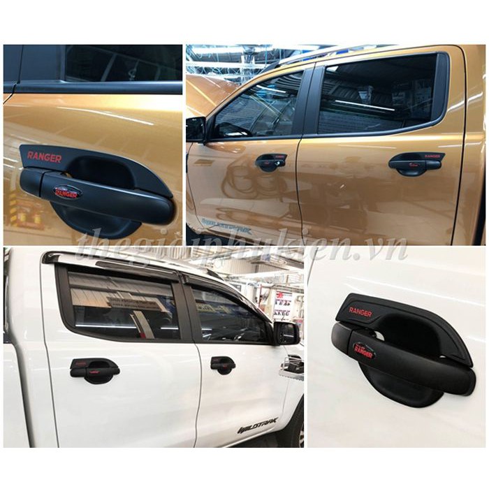 Bộ ốp đèn pha, đèn hậu, hõm,tay cửa, nắp xăng, hõm cốp đen Ford Ranger 2016-2021- hàng cao cấp