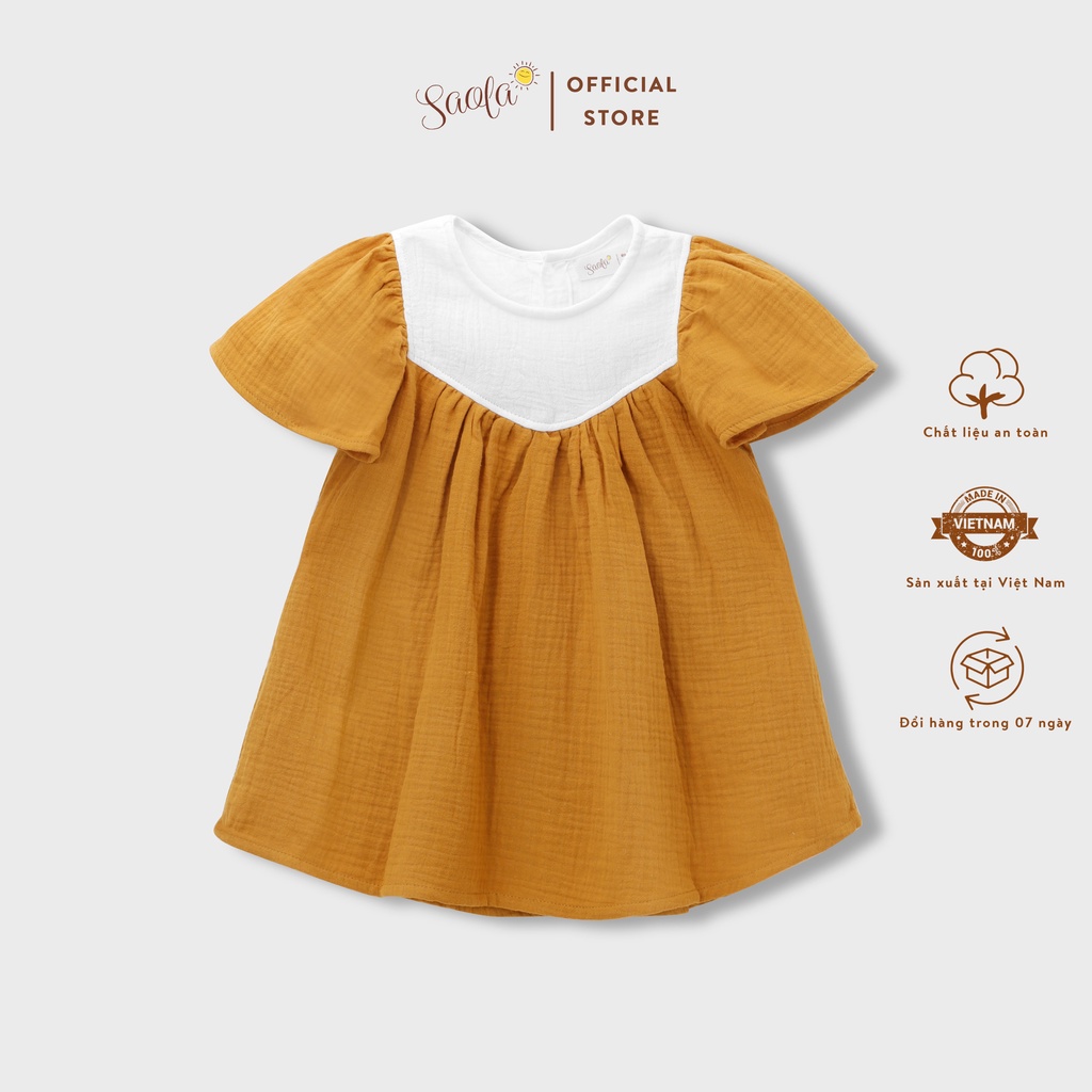 Đầm Bé Gái/ Váy Bé Gái Tay Cánh Tiên Dễ Thương Chất Liệu Muslin Thoáng Mát - LOLA DRESS - DRM011 - SAOLA KIDS CLOTHING