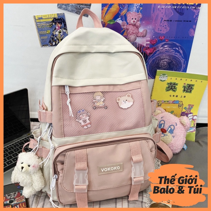 Balo cặp ulzzang basic nữ thời trang đi học đi chơi du lịch giá rẻ đựng vừa laptop canvas STYLE LƯỚI | thegioibalo