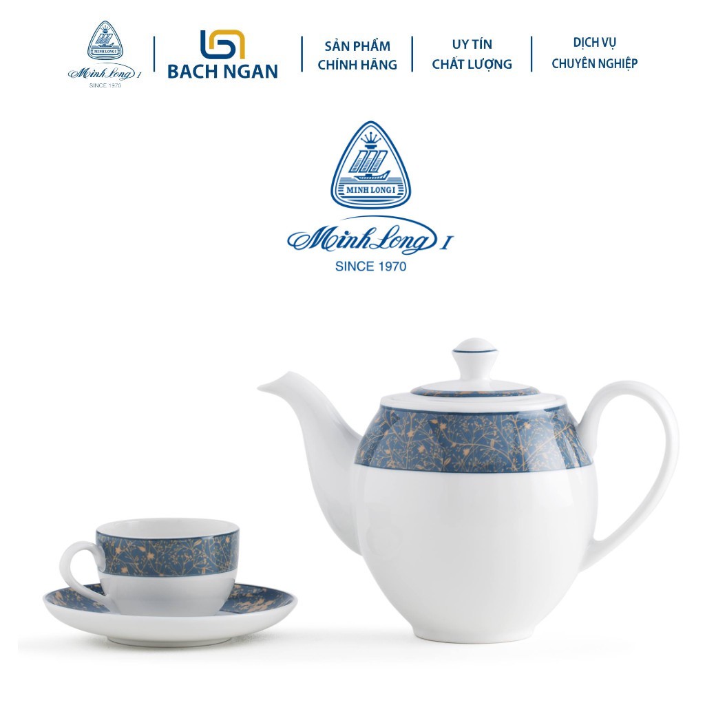 Bộ Ấm Trà Gốm Sứ Cao Cấp Minh Long 0.8L Camellia Diệp Lục hàng đẹp, sang trọng đãi khách, sang trọng đãi khách, quà tặng