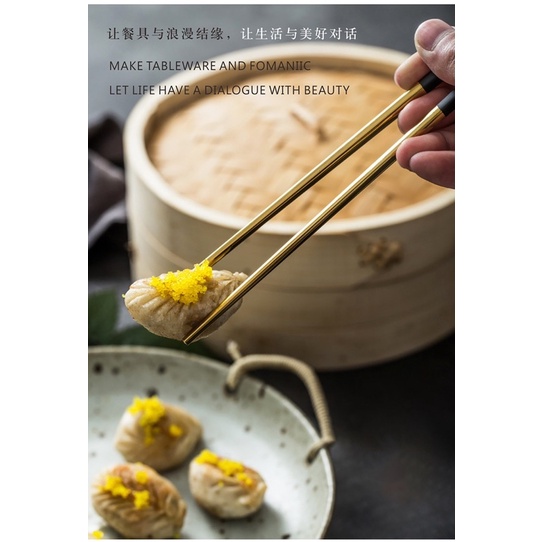 [LOẠI 1] VỈ 5 ĐÔI ĐŨA INOX VÀNG SUS 304 HÀN QUỐC CAO CẤP CHUYÊN DỤNG NHÀ HÀNG, KHÁCH SẠN, DECOR TRANG TRÍ