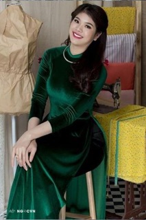 Áo dài nhung trơn đủ màu