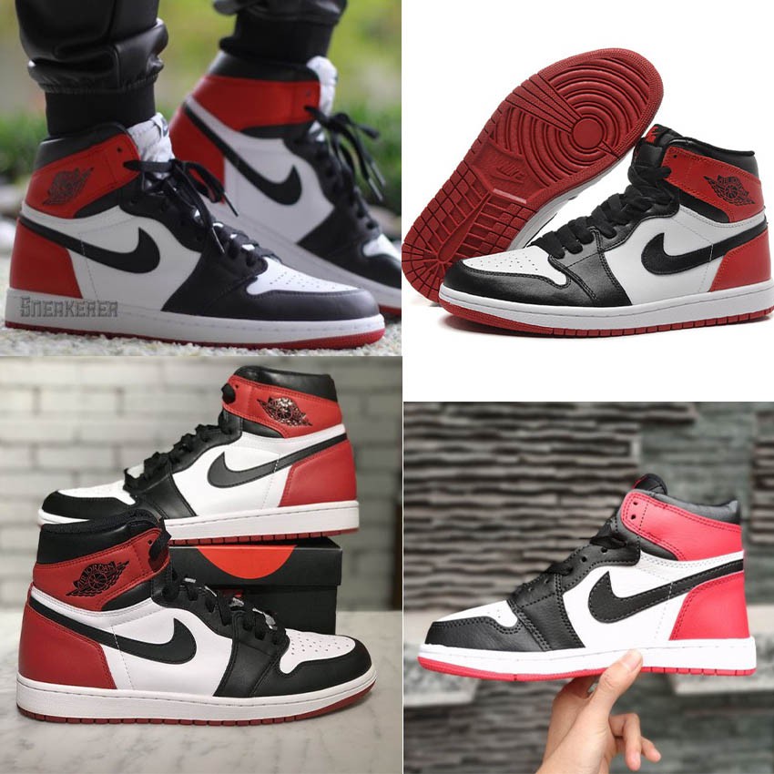 Giày thể thao Air Jordan 1, jordan đendỏ cao cổ, giay cho nam và nữ,tặng kèm hộp,