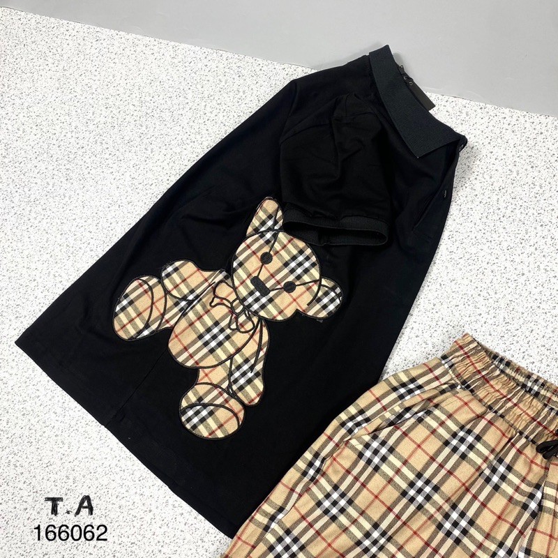 Bộ Cộc Tay BBR Thêu Gấu Kẻ Caro Vàng | BigBuy360 - bigbuy360.vn