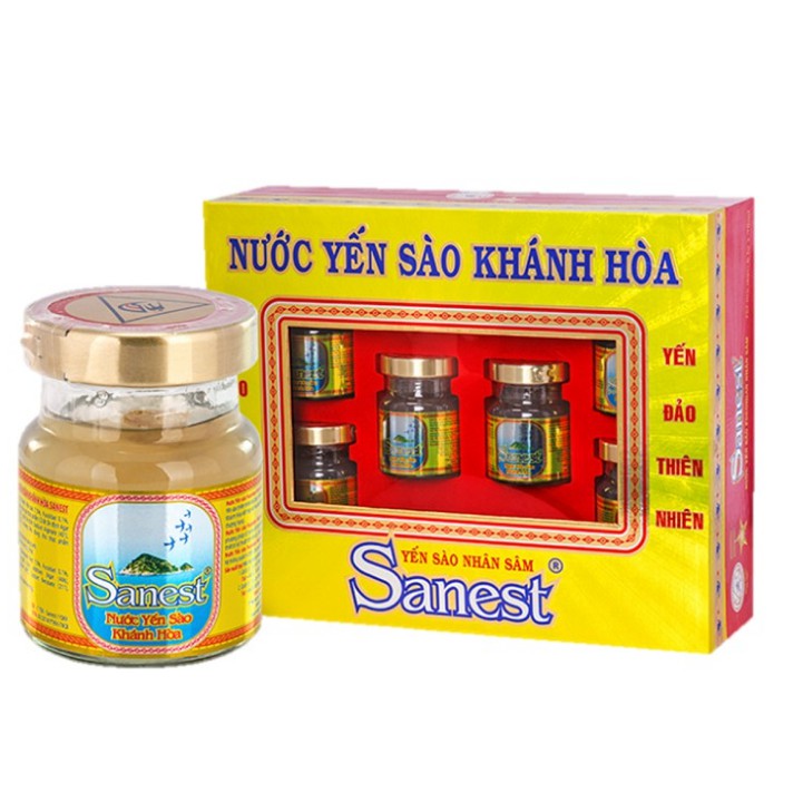 Yến Sào Nhân Sâm Sanest Khánh Hòa, Hộp 6 Lọ 70ml