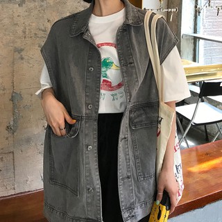 CCVN Áo khoác denim không tay phong cách Hàn Quốc cá tính