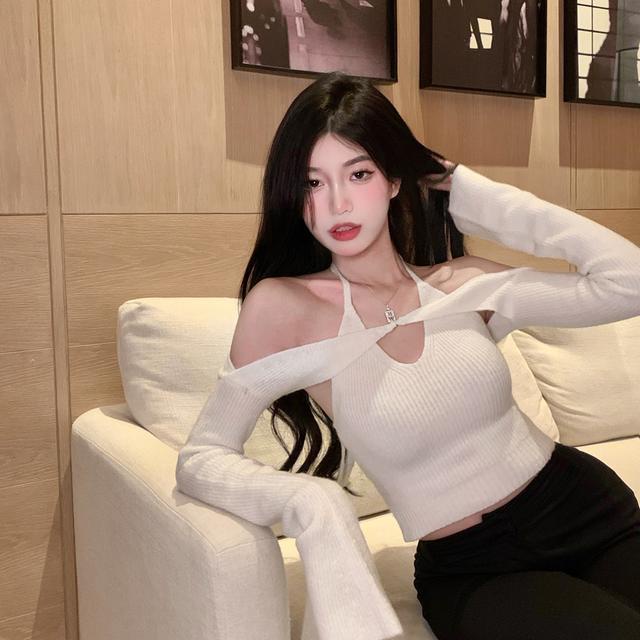 One Áo sweater Tay Dài Hở Vai Thời Trang Quyến Rũ Cho Nữ COZOK