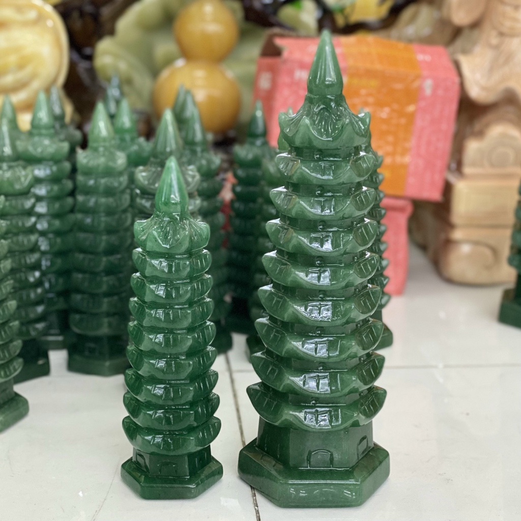 Tháp Văn Xương Phong Thủy, Tháp 9 Tầng Đá Aven Xanh - Cao 15cm & 20cm