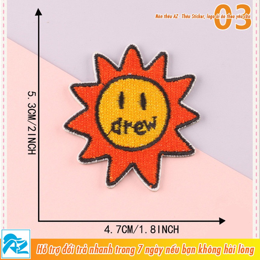 Patch vải thêu hình drew house - Sticker Logo ủi quần áo balo S152