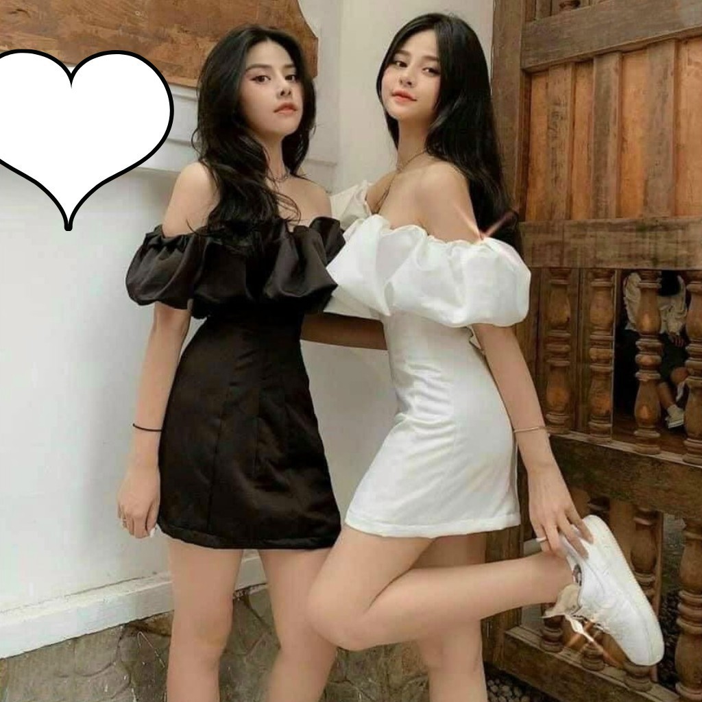 Đầm body trễ vai trắng bèo nhún GenY đầm trễ vai nữ tay phồng dáng ôm dự tiệc sexy chất đũi lụa mềm mát | BigBuy360 - bigbuy360.vn