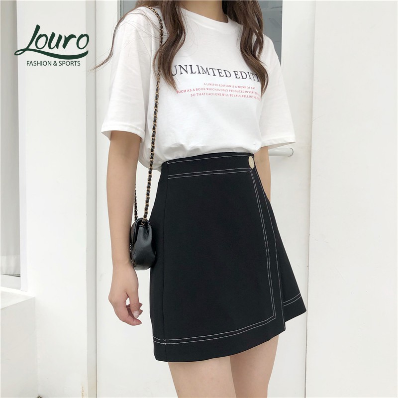 Váy công sở chữ A Louro L803, kiểu váy công sở dáng ngắn, vạt lệch phá cách | BigBuy360 - bigbuy360.vn