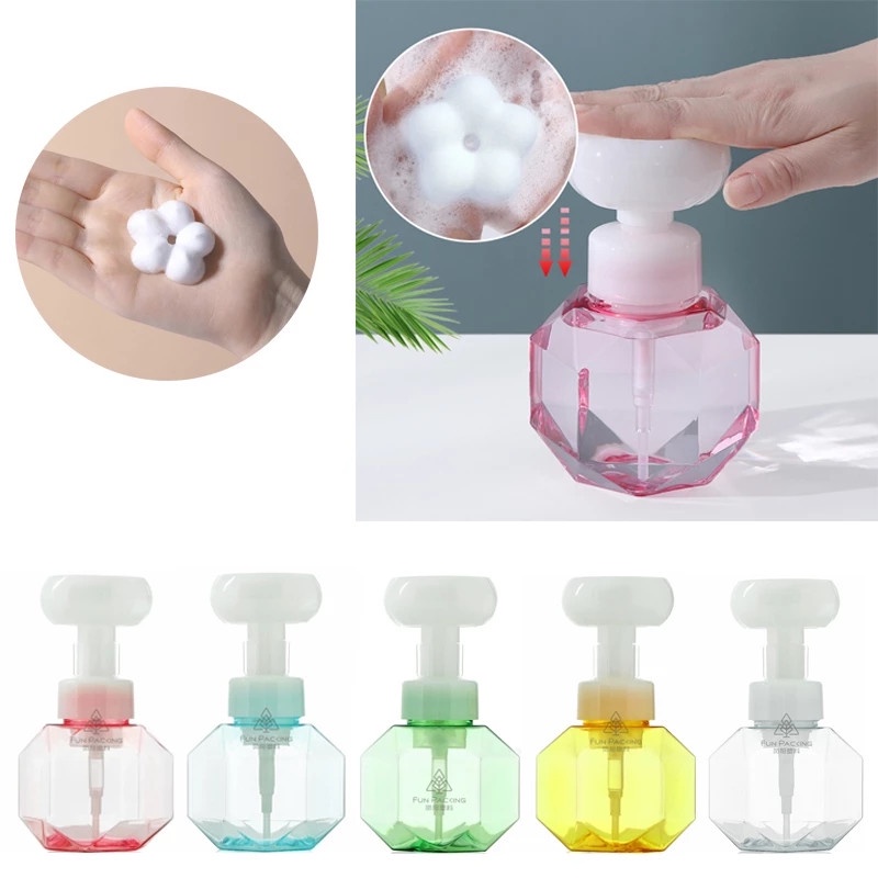 Chai tạo bọt đựng sữa tắm dạng nhấn thiết kế kiểu hoa 300ml dành cho phòng tắm đi du lịch