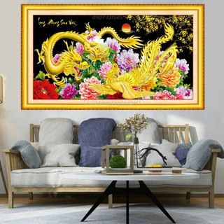 Tranh thêu chữ thập Long phụng sum vầy LV3340 (100*54cm), LV3341 (120*60cm) - tự thêu