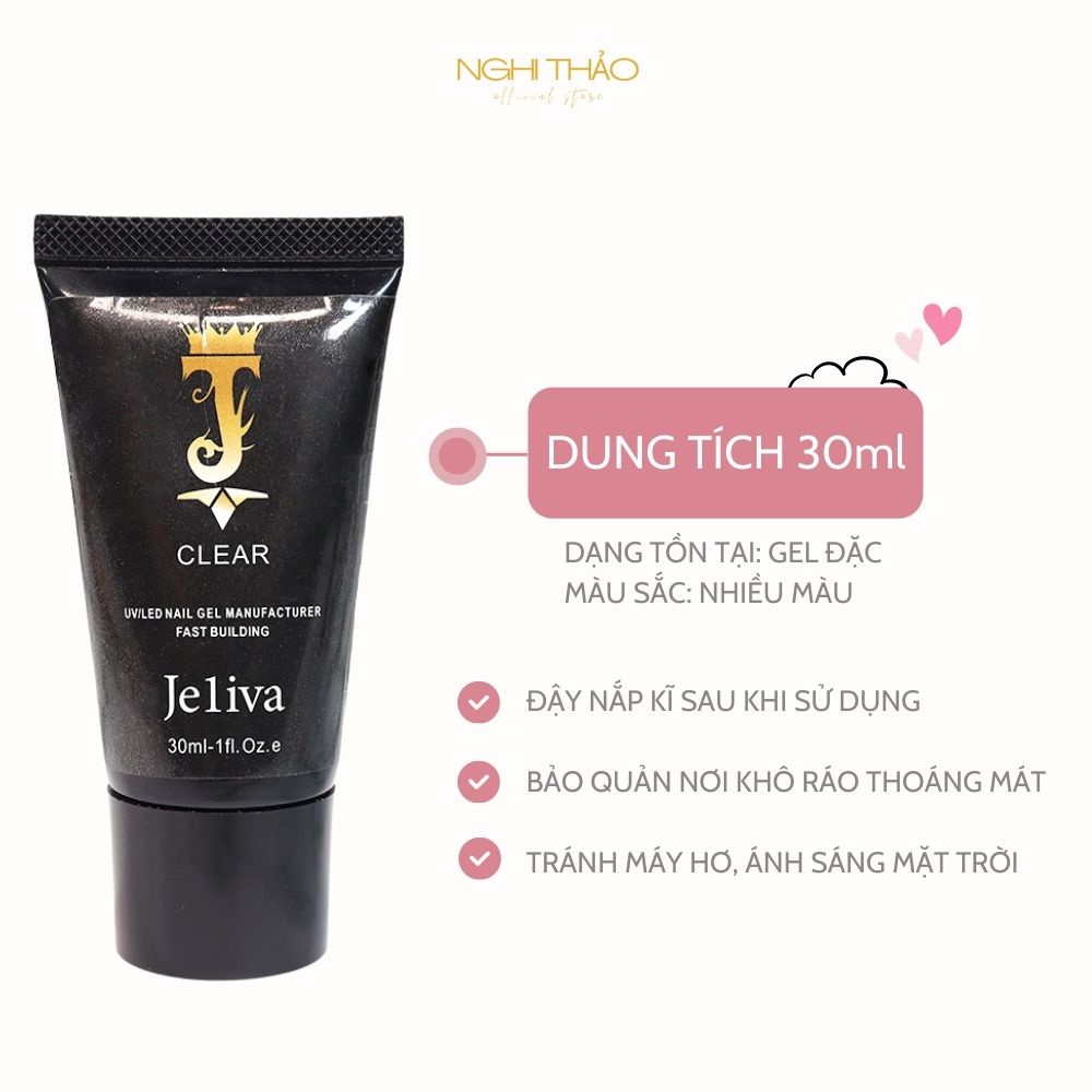 Gel gôm đắp móng úp Jeliva NGHI THẢO 30ml