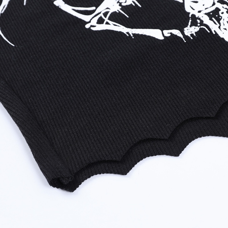 Áo croptop dệt kim không tay màu đen in hình dê phong cách gothic punk Harajuku cho nữ | BigBuy360 - bigbuy360.vn
