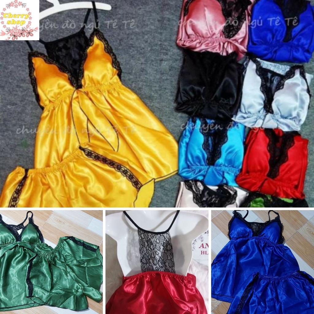 Đồ ngủ nữ vải phi bóng sexy có mút ngực phối ren siêu mát (Hình + Video thật) | BigBuy360 - bigbuy360.vn