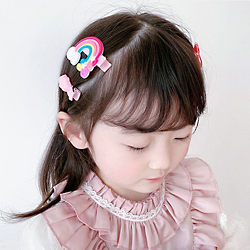 Set 10 Kẹp Tóc Hình Hoạt Hình Nhiều Màu Sắc Đáng Yêu Cho Bé