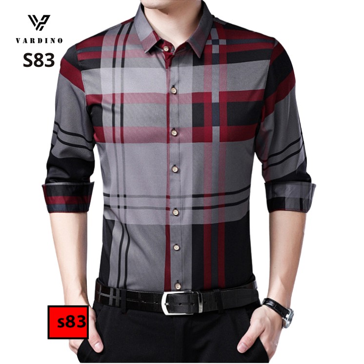Áo sơ mi kẻ nam chính hãng VARDINO tay ngắn / dài dáng ôm xuông suông vừa không nhăn mát trung niên công sở mẫu mới s84 | BigBuy360 - bigbuy360.vn