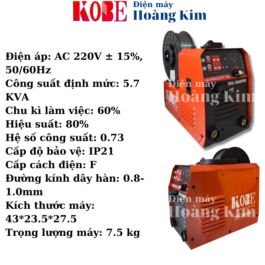 Máy Hàn Mig 5 Chức Năng MiNi KOBE MIG 3000 PRO -  CUỘN DÂY 1KG - 5KG - Không dùng khí