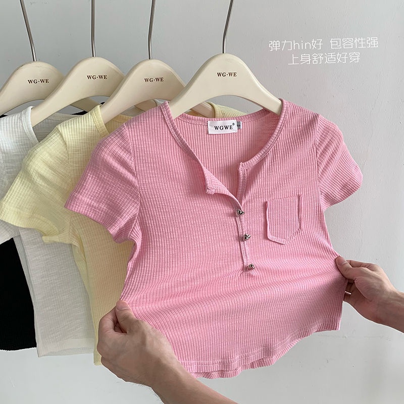 Áo Thun Tay Ngắn Cổ Chữ V Thời Trang Mùa Hè Dành Cho Nữ