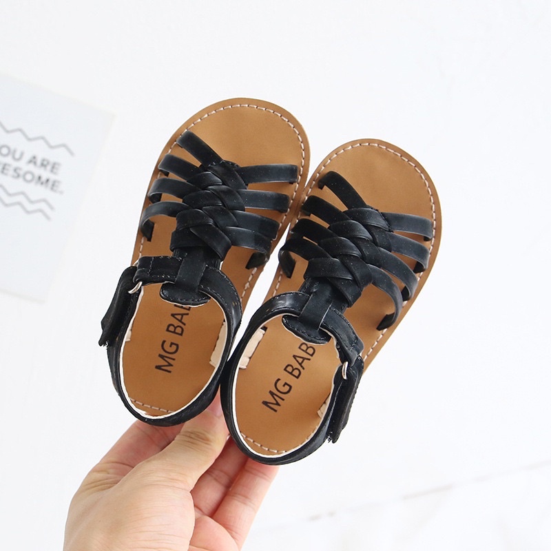 Sandal bé gái-dép quai hậu dây đan mềm phong cách vintage