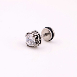 Bông tai nam hạt đá kim cương Chrome hearts 6/8mm inox