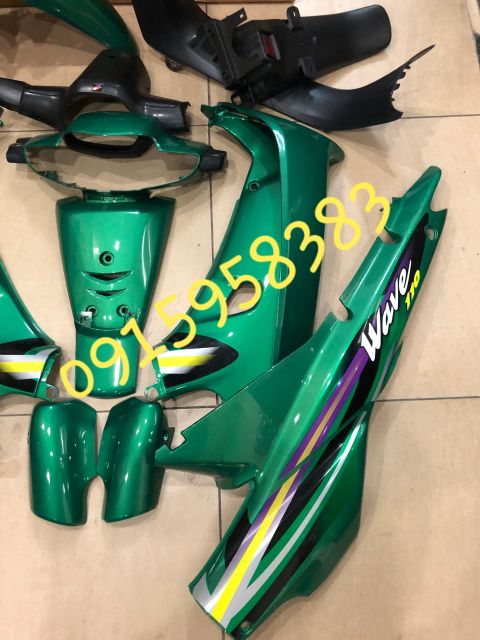 Bộ vỏ nhựa Wave alpha - wave thái xanh ken kèm tem