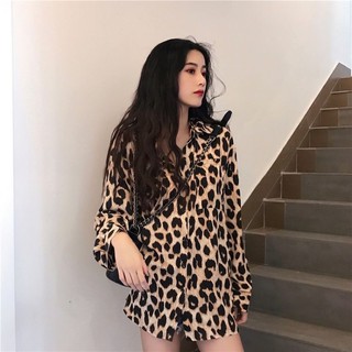 ÁO SƠ MI FROM RỘNG HỌA TIẾT DA BEO