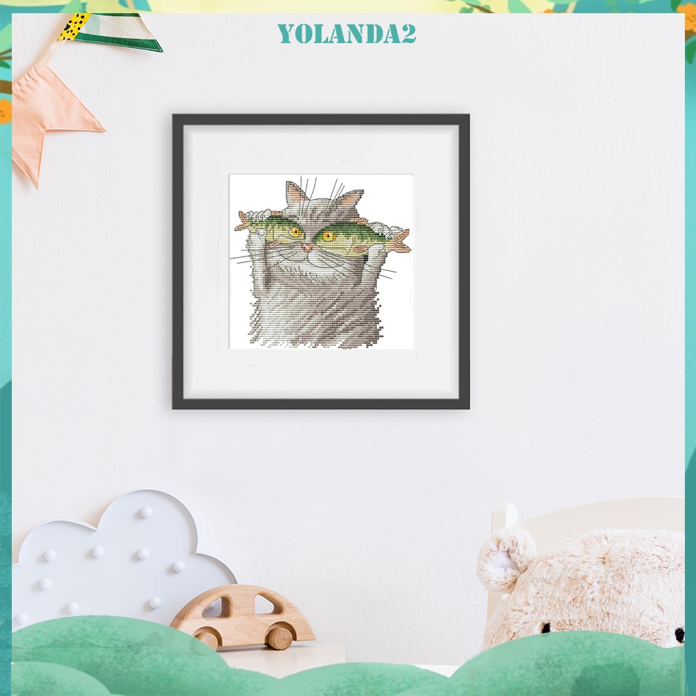 Tranh thêu 14CT hình đôi mắt cá