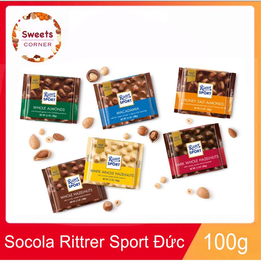 Socola Ritter Sport Đức 100g (12 loại)