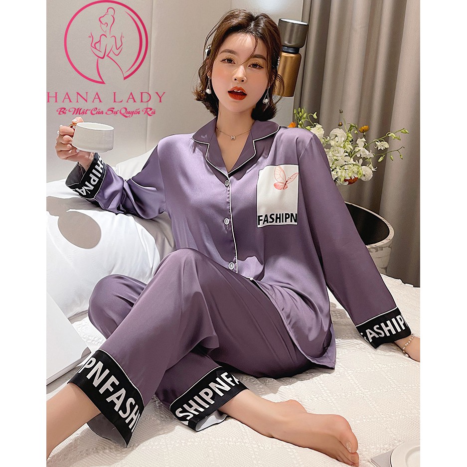 Pijama lụa - đồ ngủ nữ mặc nhà tay dài quần dài cao cấp mát mịn PJ477