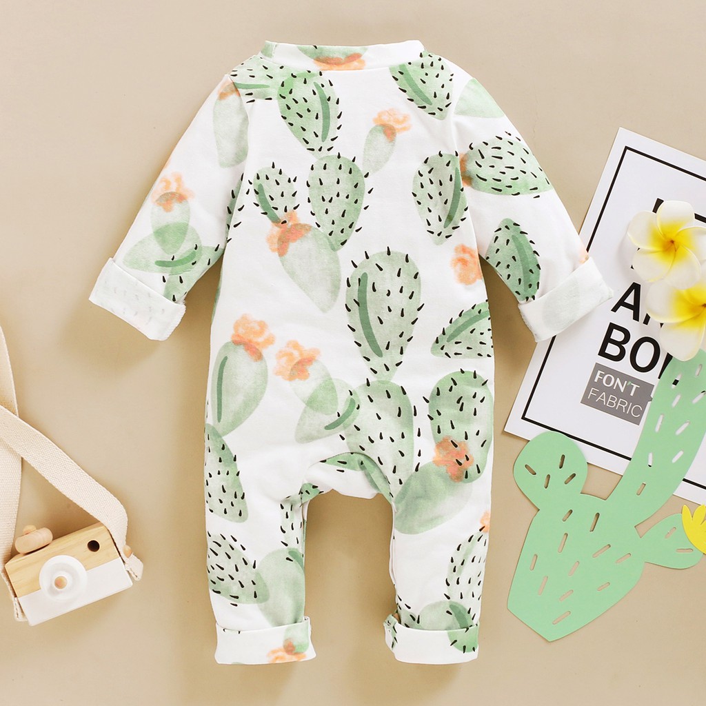 Áo liền quần MIKRDOO tay dài in hình trái cây cho bé trai và bé gái sơ sinh