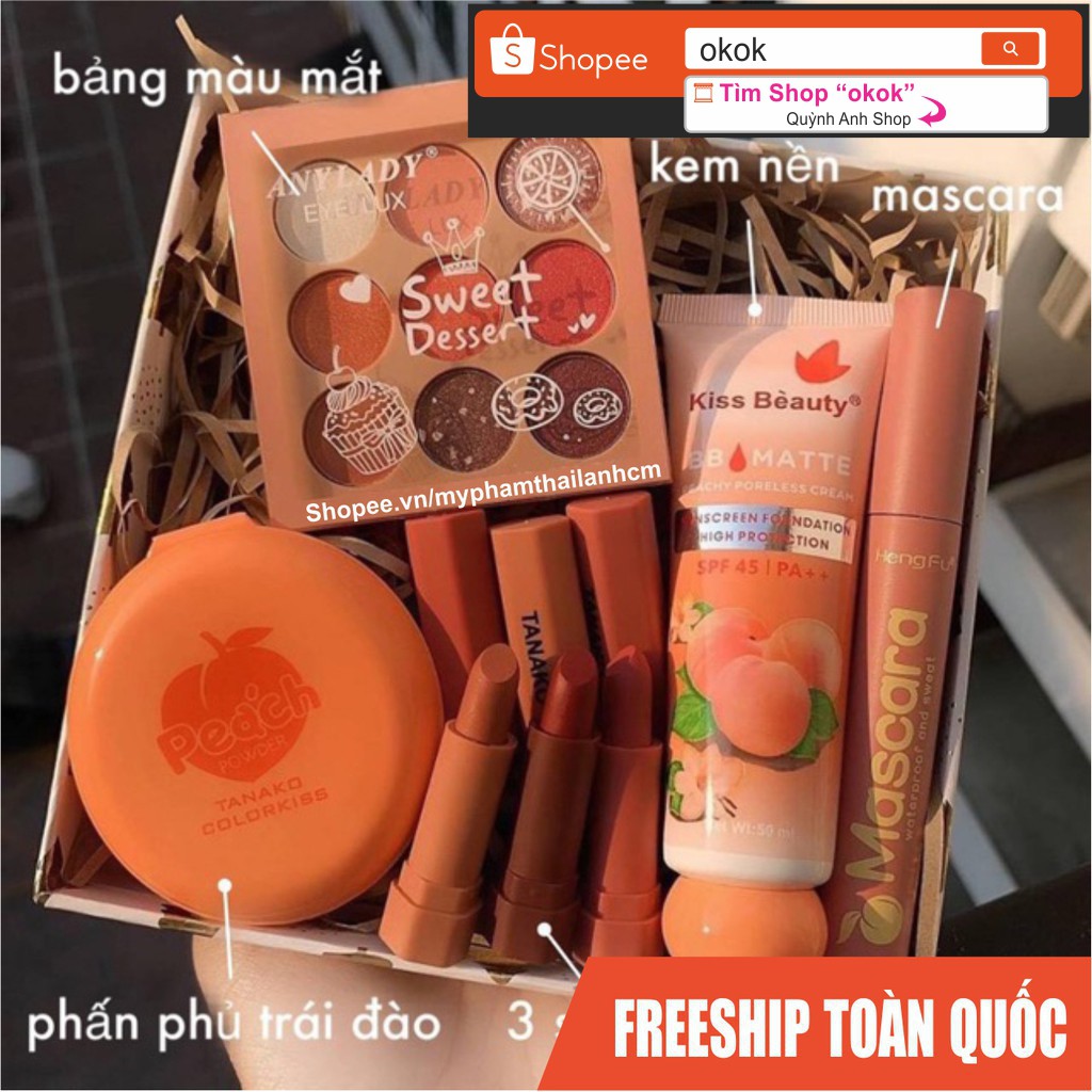 [CÓ VIDEO EM VỪA QUAY Ạ] Sét Make - up trái đào 7 món nhìn là mê