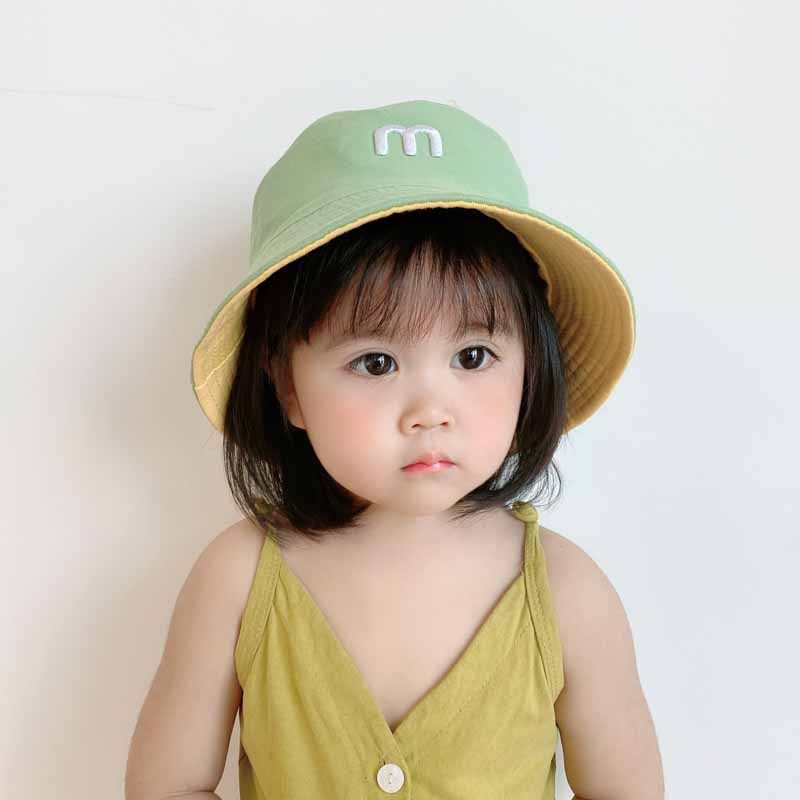 > Mũ câu cá trẻ em thêu hai mặt cầu vồng cho ngư dân chậu bé trai gái chống nắng mùa hè Sunhat baby