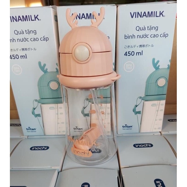 Bình Đựng Nước Trẻ Em GOKI ZUZU INOCHI Có Ống Hút 450ml - Hàng khuyến mãi Vinamilk