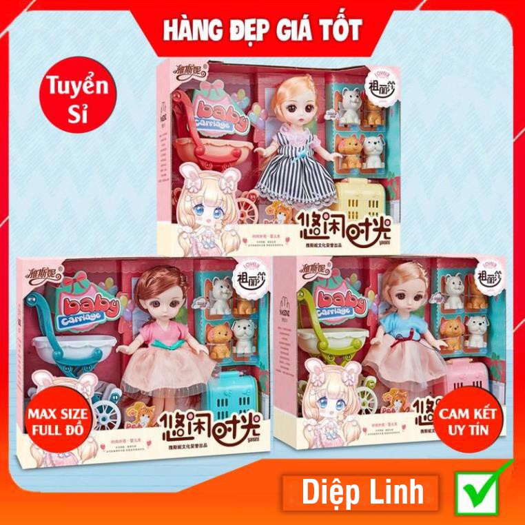 BúpBê công chúa 3D chibi-Dreamy giao ngẫu nhiên kèm phụ kiện váy dạ hội-Đồ chơi bé gái
