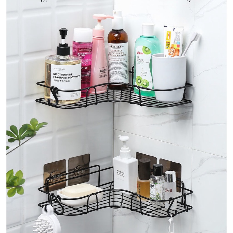 Kệ góc Inox không gỉ nhà tắm, nhà bếp, phòng khách dán tường siêu dính chịu lực 10kg Full Hộp