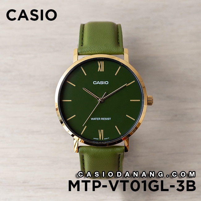 Đồng hồ nam dây da Casio chính hãng Anh Khuê MTP-VT01GL-3BUDF (40mm)