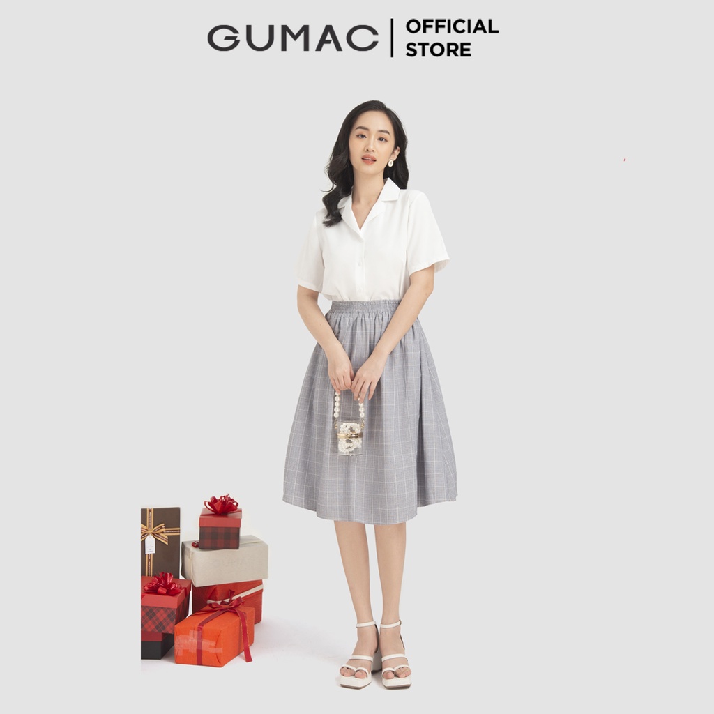 Áo sơ mi nữ tay ngắn cổ vest AB12003 GUMAC | BigBuy360 - bigbuy360.vn