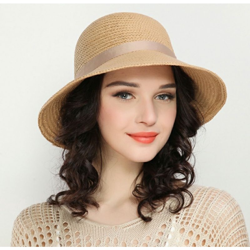 Nón đi biển mũ rộng vành cói chống nắng UV nơ