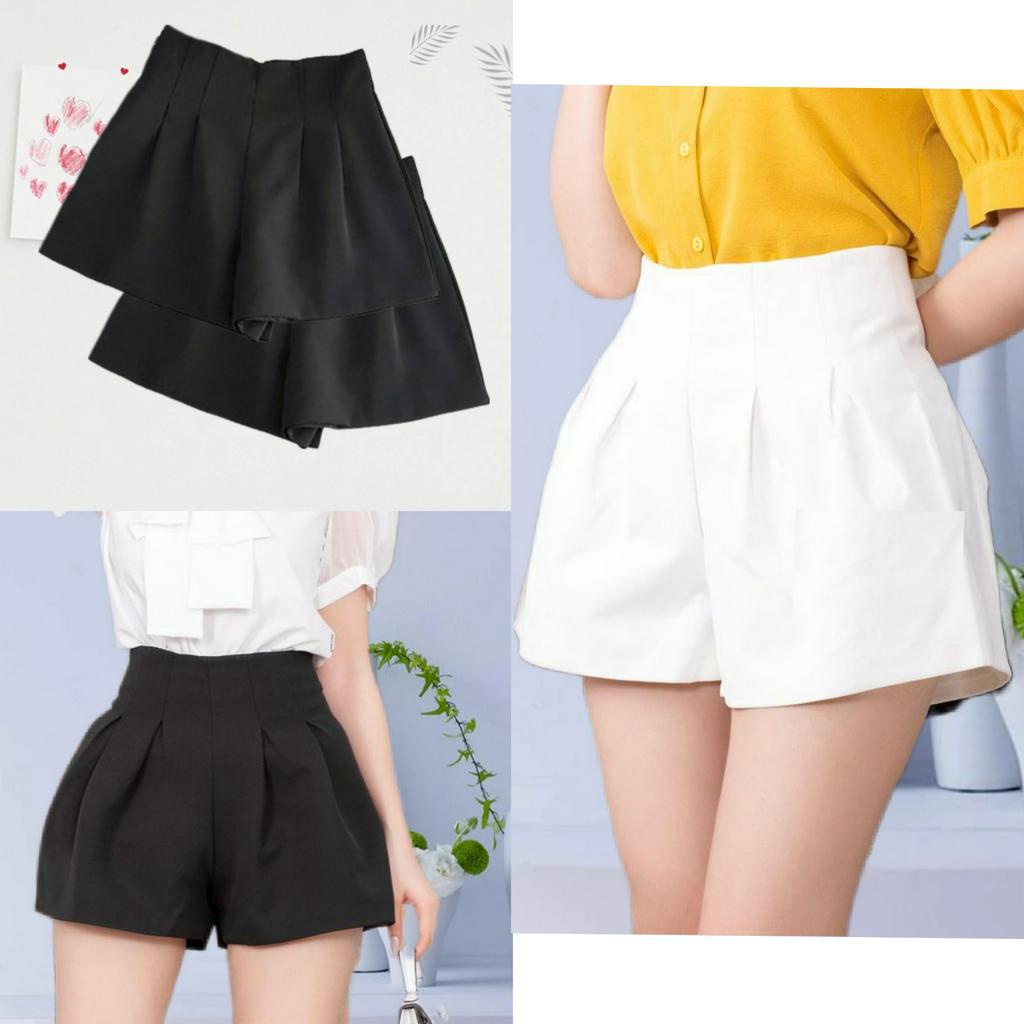 Quần đùi nữ lưng cao ống rộng