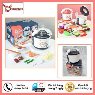 Đồ chơi nấu ăn, đồ chơi nồi cơm điện 19 món phun hơi nước, phát nhạc thông minh cho bé