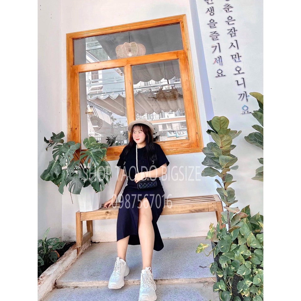 Set áo thun phối chân váy xẻ tà #bigsize 60-90kg