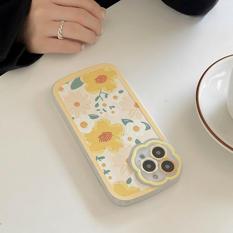 Ốp Điện Thoại Mềm Hình Hoa Màu Vàng Dễ Thương Cho iphone XS Max X XR 7 8 Plus 13 12 11 Pro Max