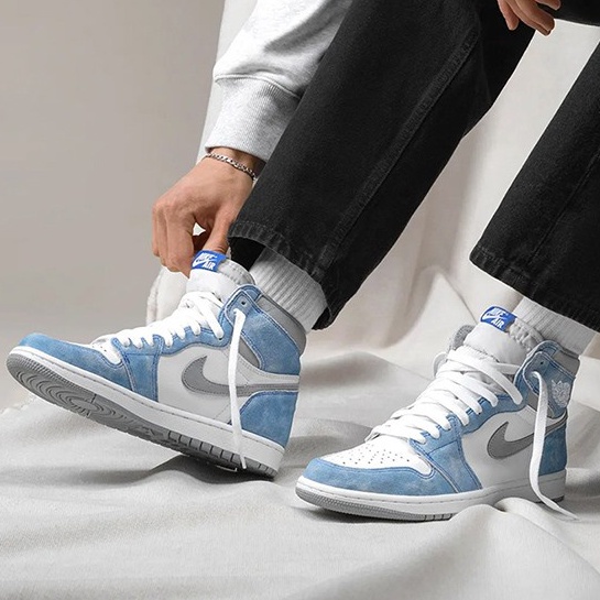 Giày 𝐚𝐢𝐫 𝐉𝐨𝐝𝐚𝐧 hyper royal xanh nỉ cao cổ mới, Giày JD1 xanh loang nam nữ hot 2021